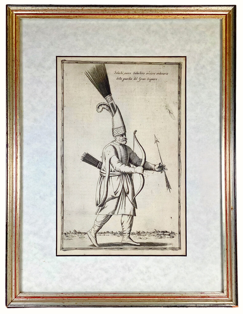 16th c Nicolas De Nicolay -Le Navigation El Viaggi Plate of Archer of The Sultan's Guard