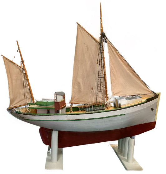 Antique Handmade Model of Danish Gaff Ketch Sailing Yacht