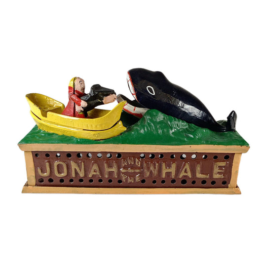Cast Iron Mechanical Bank Jonah and the Whale Reproduction
