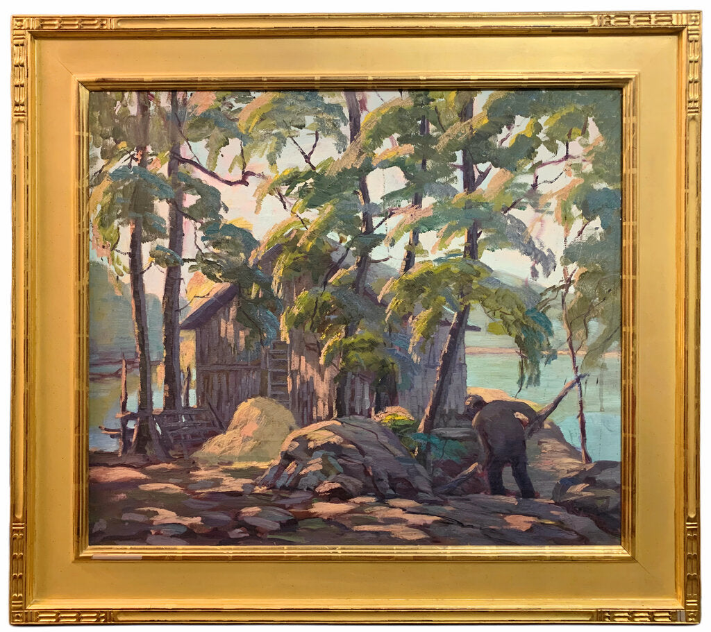Alphonse Palumbo. Evening by the Lake. Oil on Canvas. 20th Century