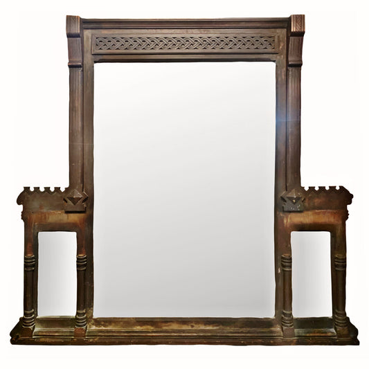 Antique Carved Wood Fireplace Mirror. 19thc.