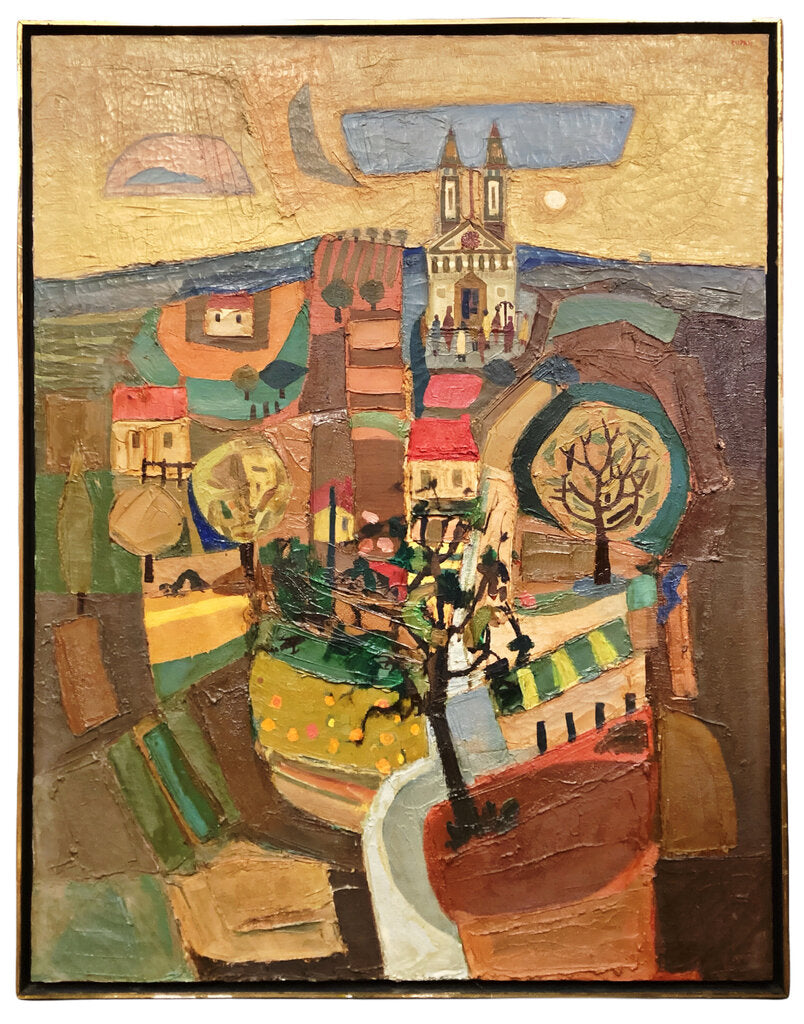 Bruno Zupan. Cityscape. Oil on Canvas. 20th Century