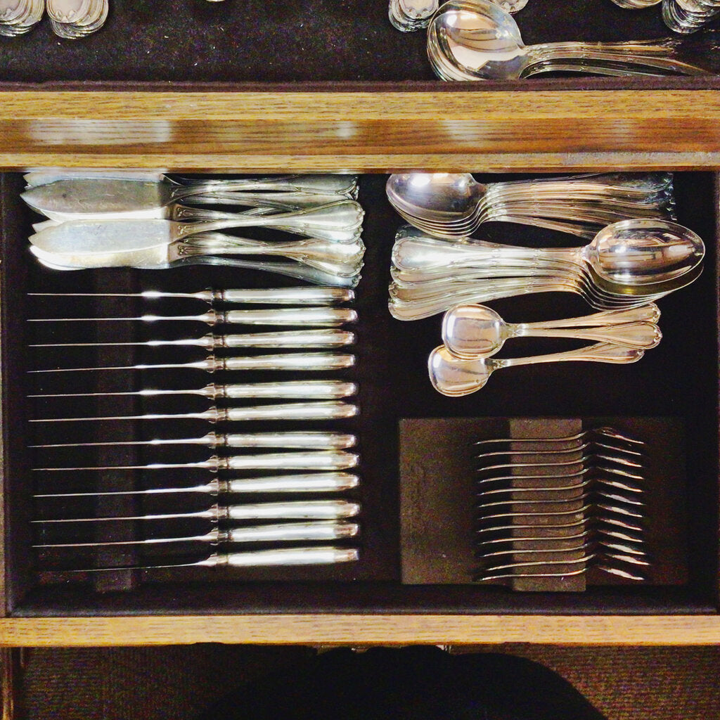 135pc. Christofle "Rubans" Silverplated Flatware Set
