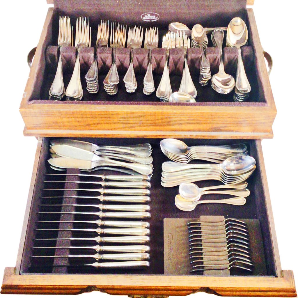135pc. Christofle "Rubans" Silverplated Flatware Set