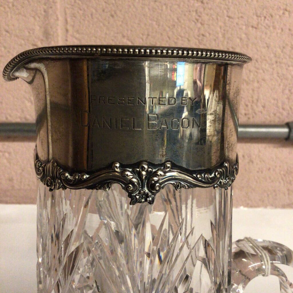 Ardsley Club of NY Sterling & Cut Crystal Champagne Golf Trophy Pitcher.