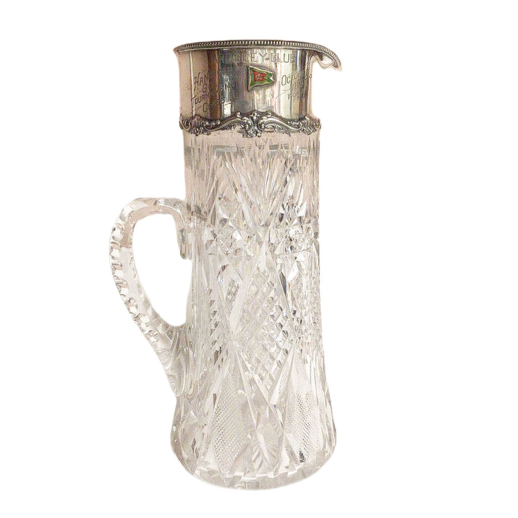 Ardsley Club of NY Sterling & Cut Crystal Champagne Golf Trophy Pitcher.
