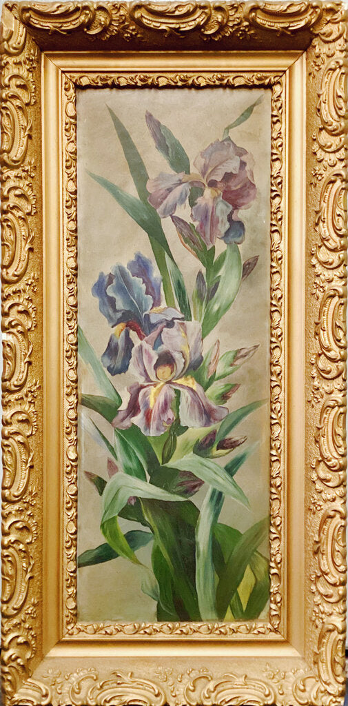 Irises. Oil On Board.