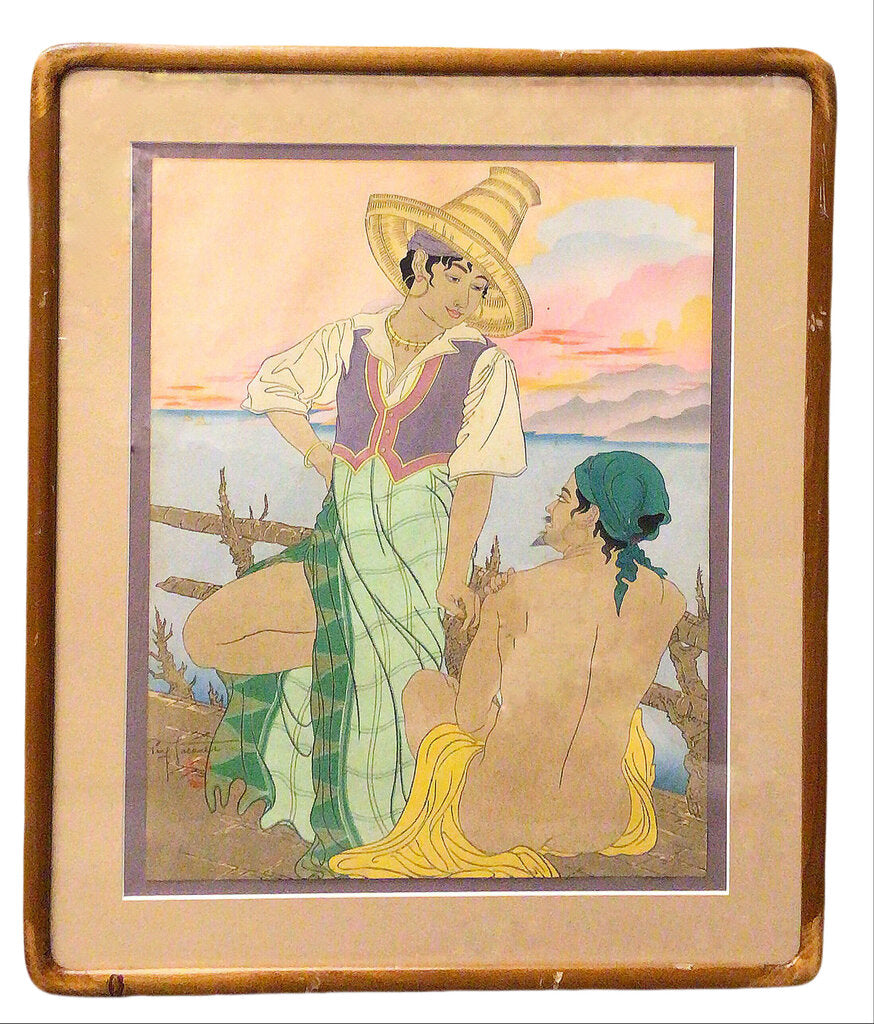 Jacoulet, "Coucher de Soleil à Menado". Woodblock, 1938.