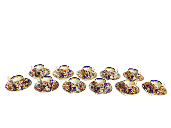 11pc. 19th C. Derby Imari Demitasse Cup and Saucer