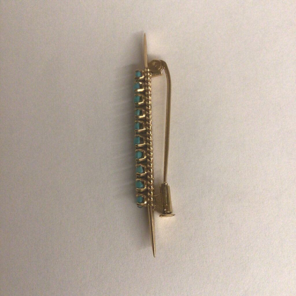 18Kt Gold & Turquoise Antique Brooch