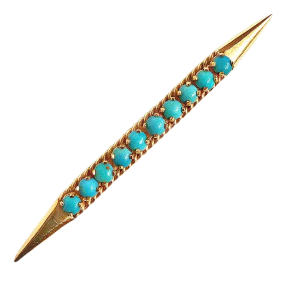 18Kt Gold & Turquoise Antique Brooch