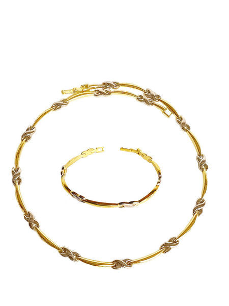 14Kt Yellow and White Gold Bracelet & Necklace Set