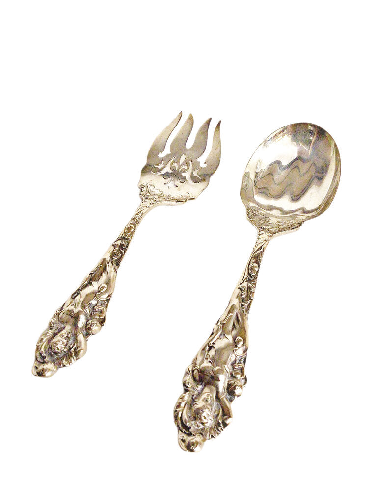 Reed & Barton "Love Disarmed" Sterling Salad Set, ca. 1899-1928