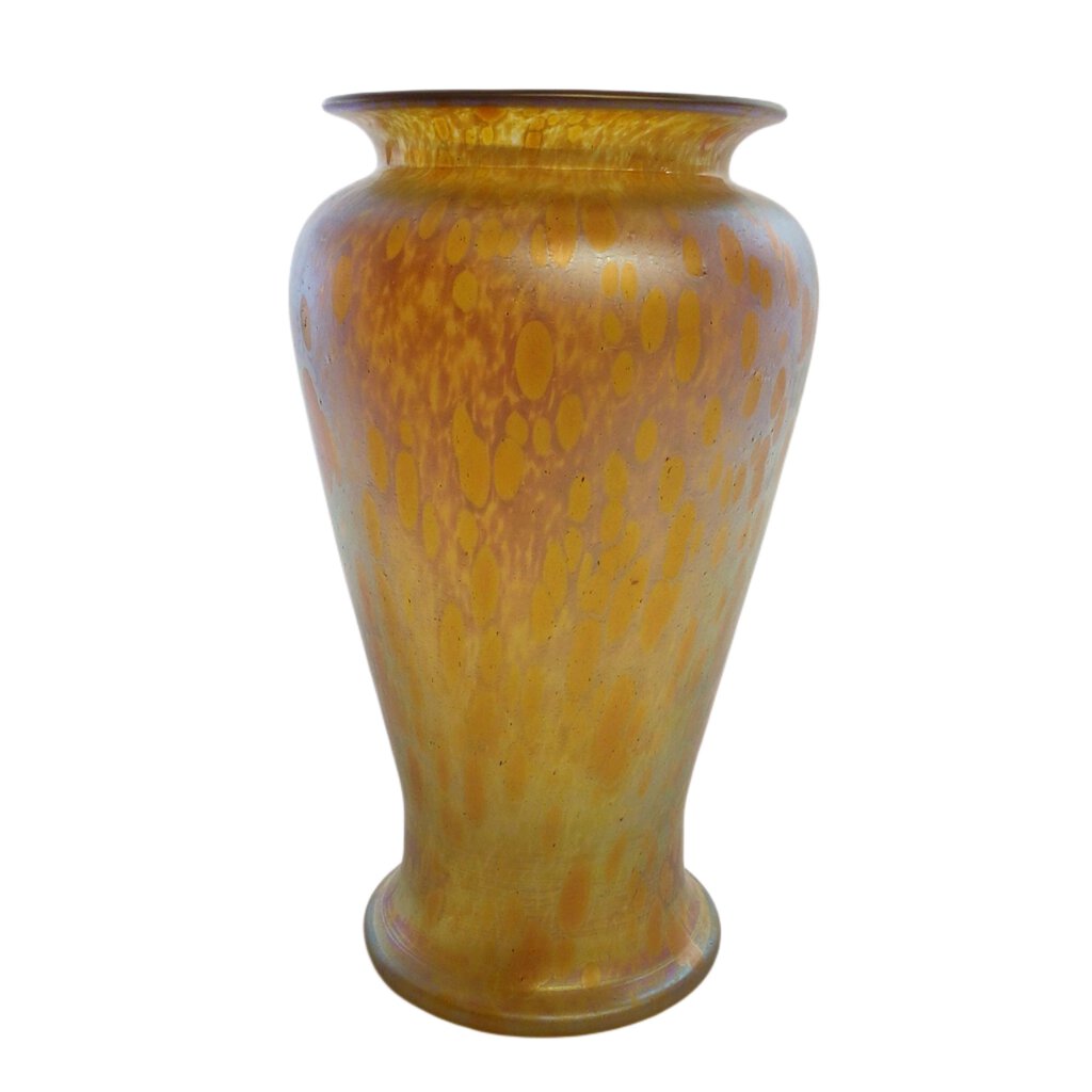 Gold Oil-Spot Iridescent Blue Glass Vase