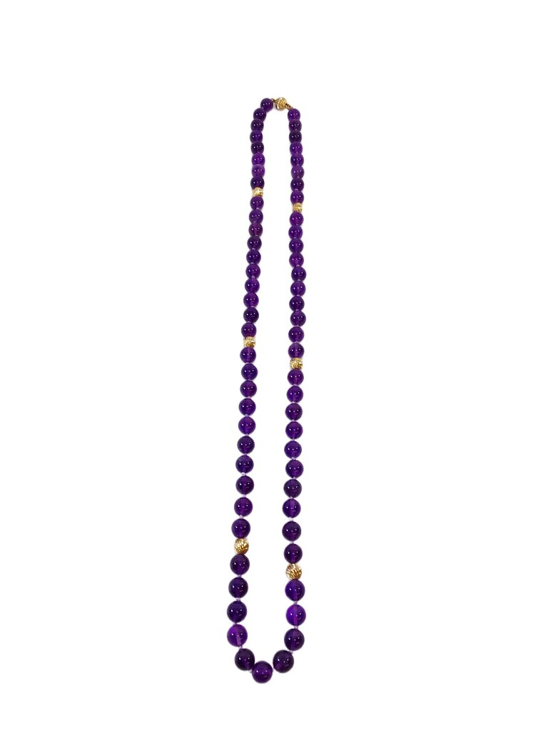 14K Yellow Gold & Amethyst Bead Necklace - Opportunity Shop DC