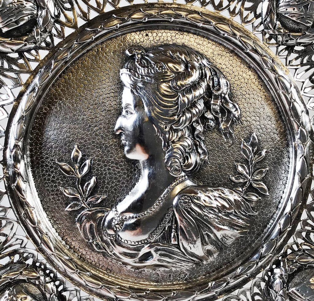 Marie Antoinette Reticulated Silver Portrait Plate