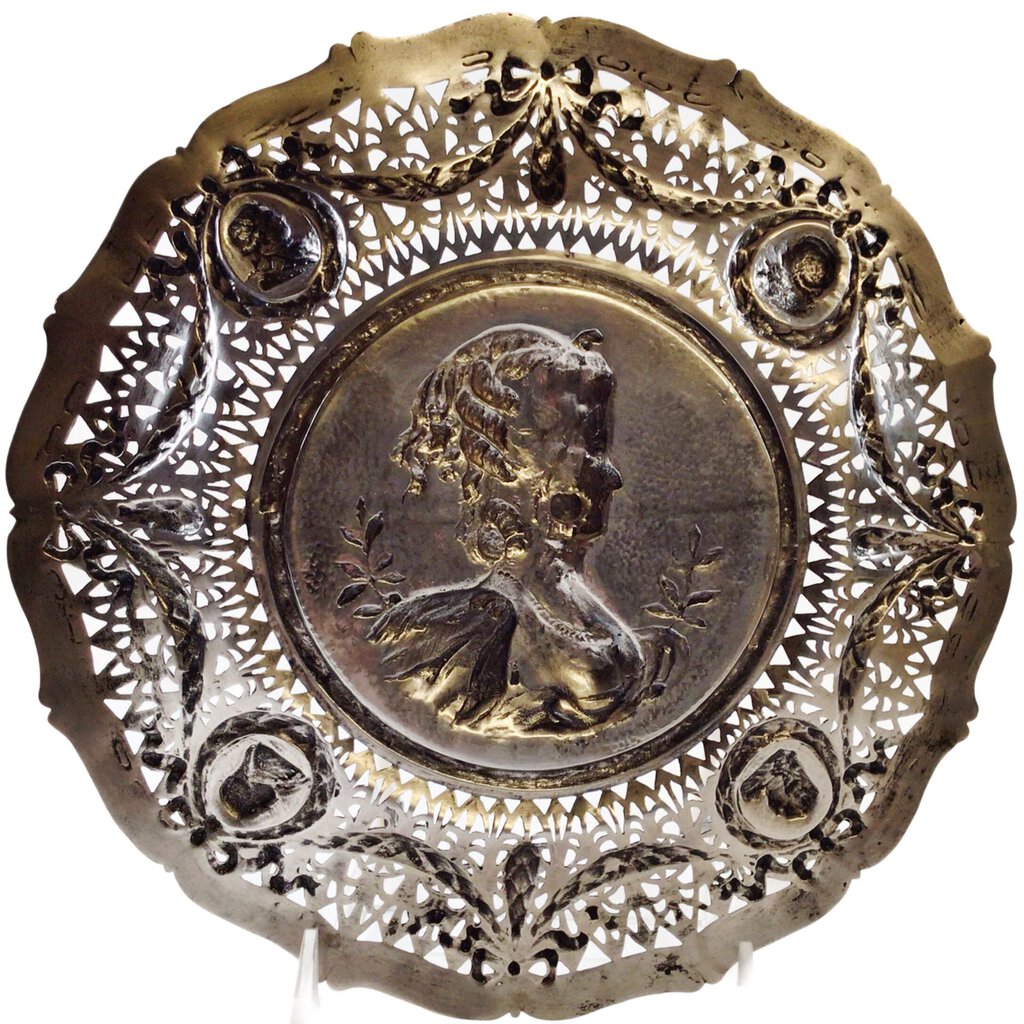 Marie Antoinette Reticulated Silver Portrait Plate
