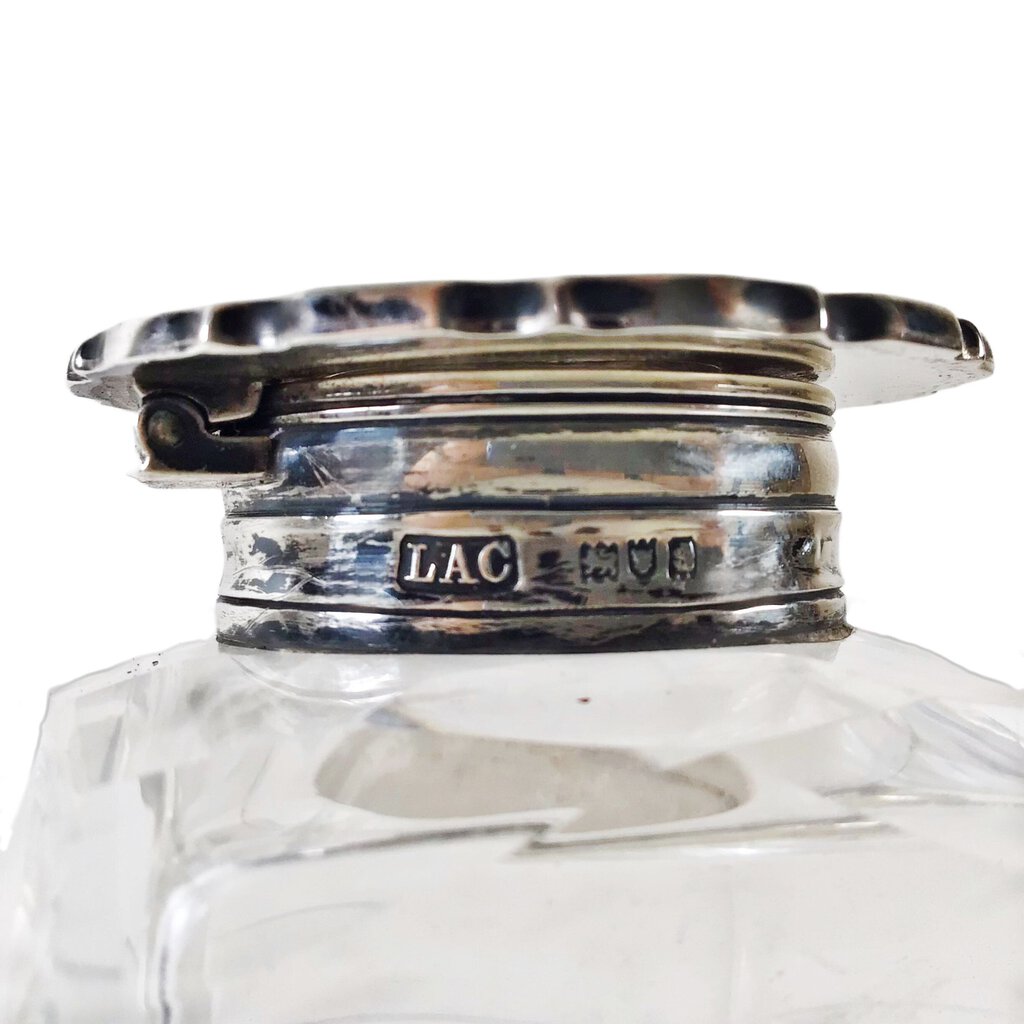 L.A. Crichton Sterling-Mounted Cut Glass Inkwell, 1913