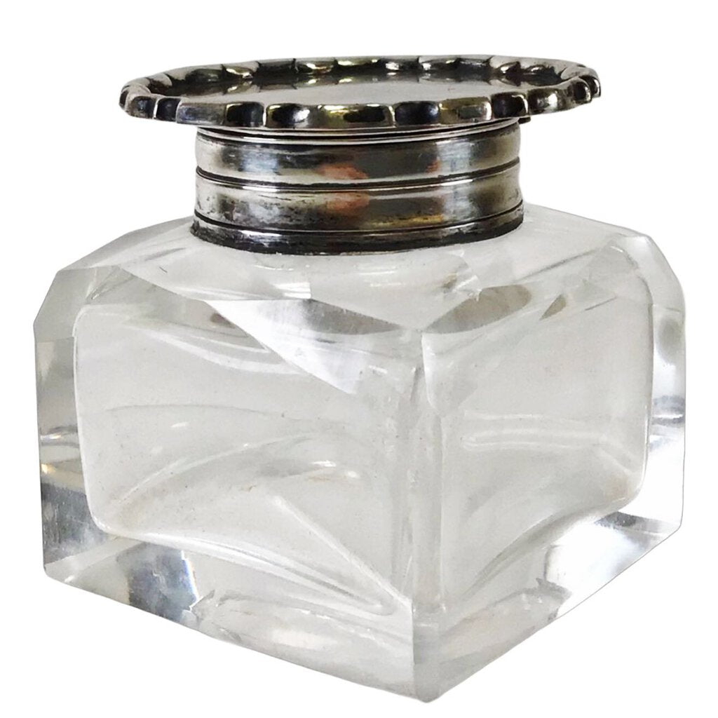 L.A. Crichton Sterling-Mounted Cut Glass Inkwell, 1913