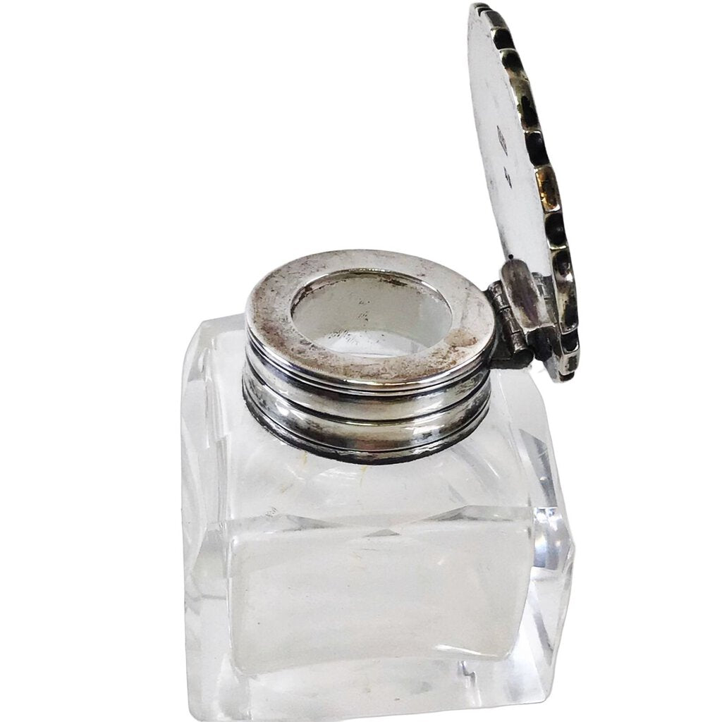 L.A. Crichton Sterling-Mounted Cut Glass Inkwell, 1913