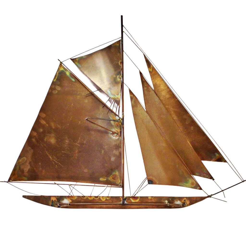 Copper & Mixed Metal Sailing Cutter Sculpture