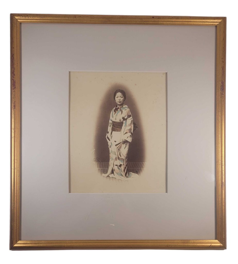 Kusakabe Kimbei, "Woman with Potted Plant". Colored Albumen Print, ca. 1880.