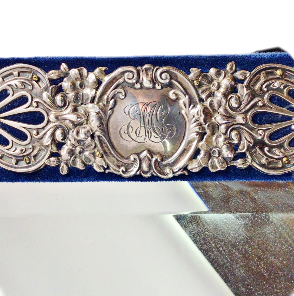 Large Sterling Overlaid Table Mirror