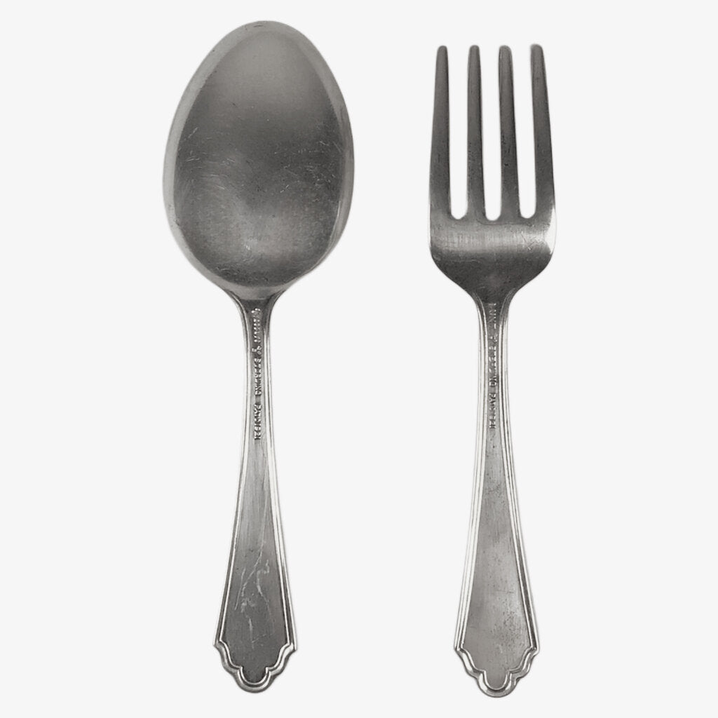 2pc. Lunt "William & Mary" Sterling Baby Fork & Spoon
