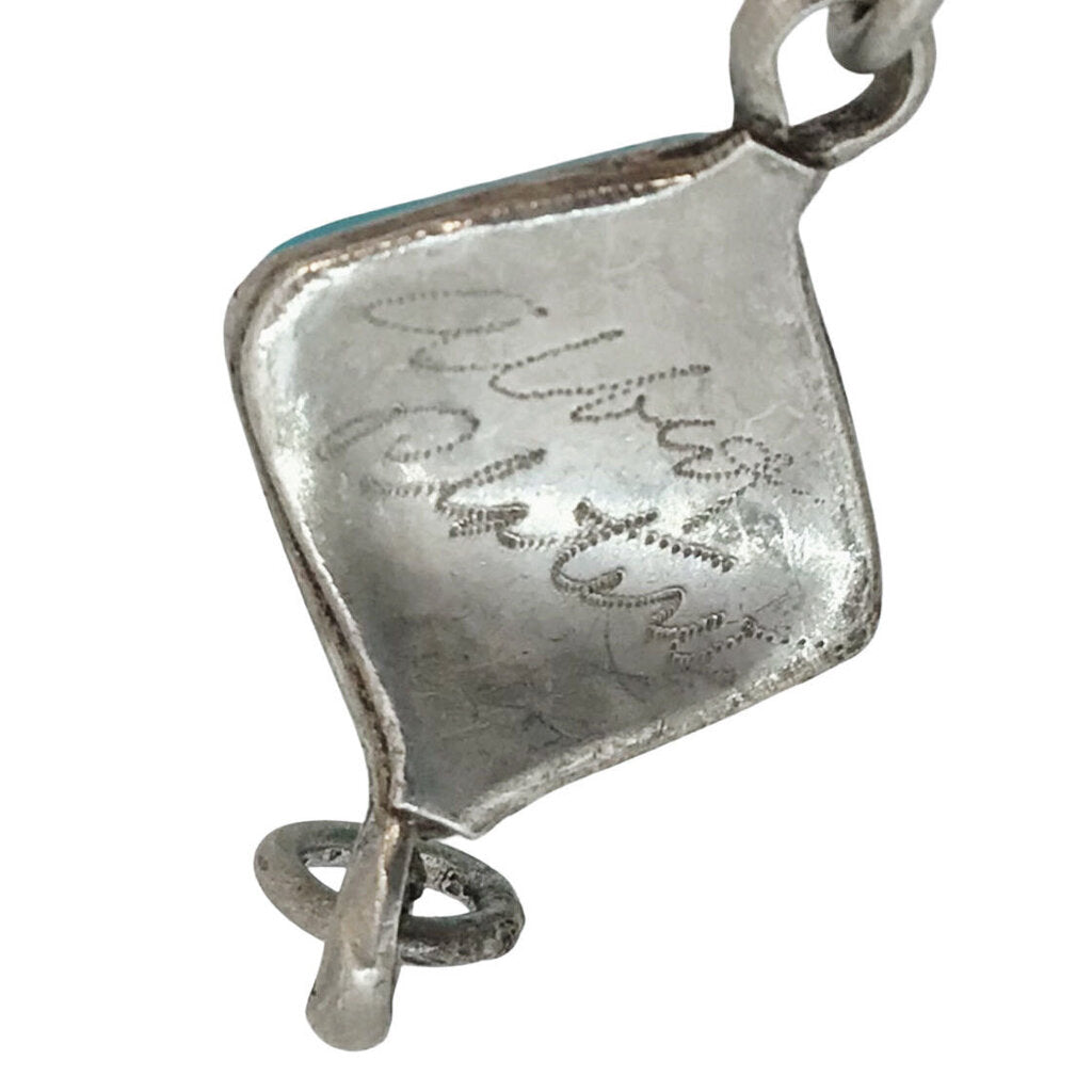 Albert Platero Navajo Turquoise & Silver Chain Bracelet