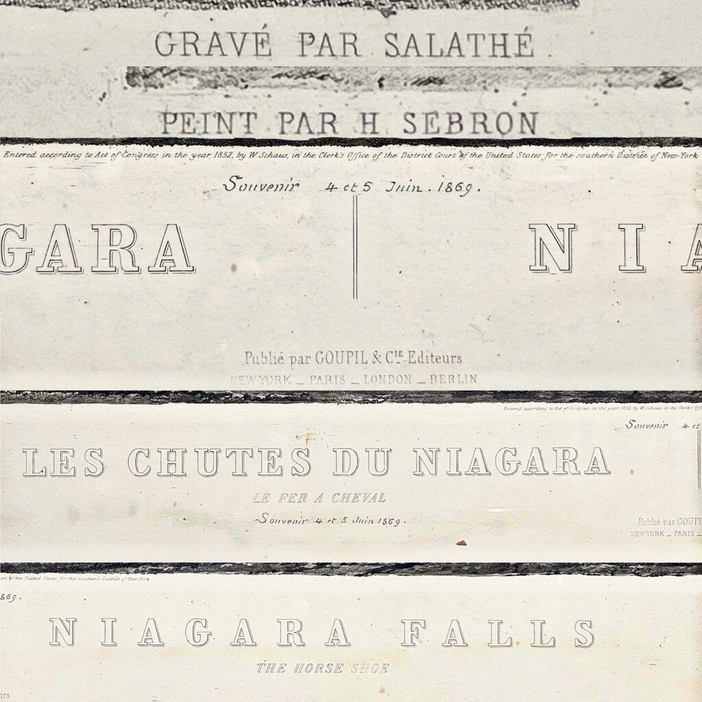 After Sebron. Les Chutes Du Niagara: La Fer a Cheval. Niagara Falls: The Horse Shoe. Engraving. 1869