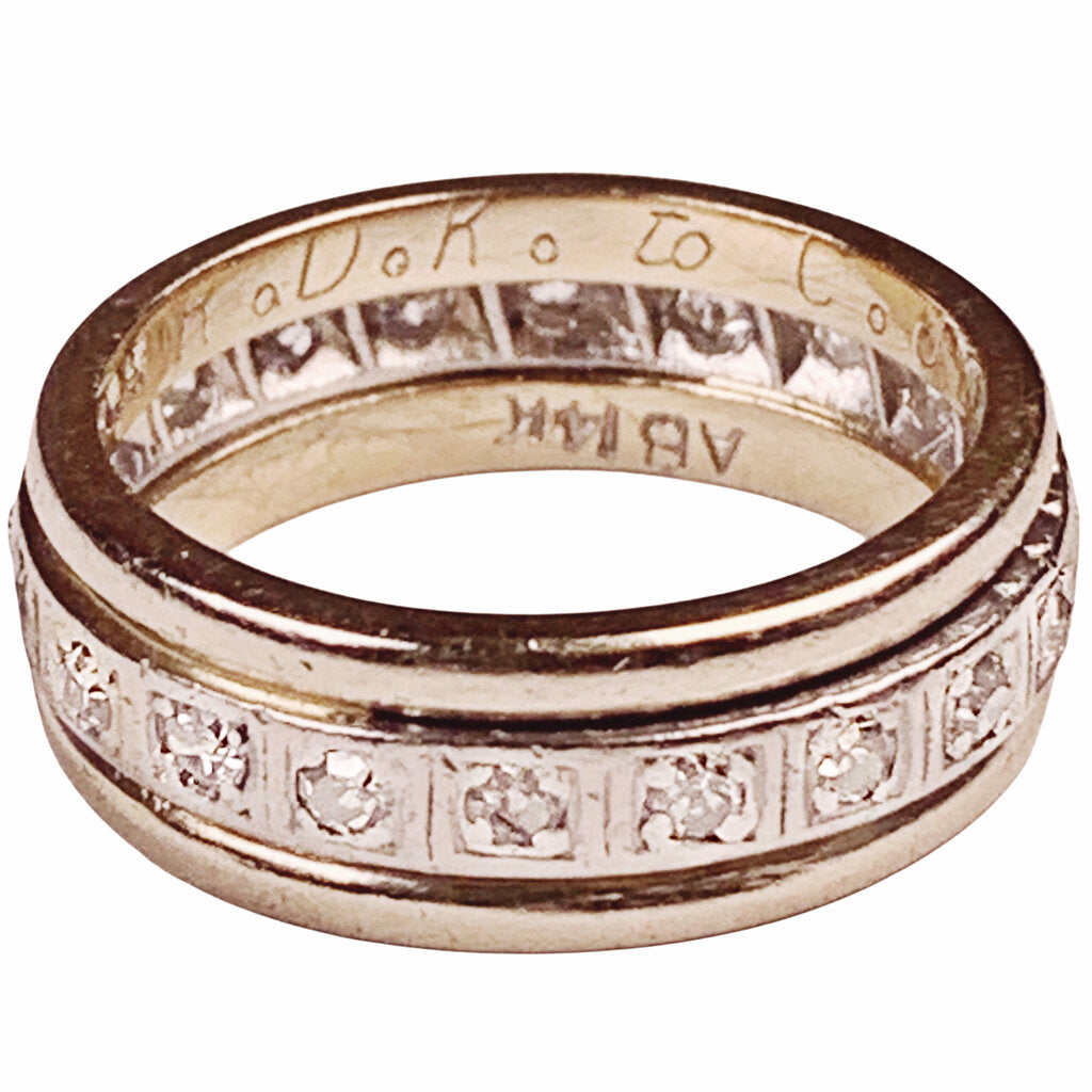 Diamond Eternity Ring in 14Kt Gold w. Gift Inscription Dated 1969