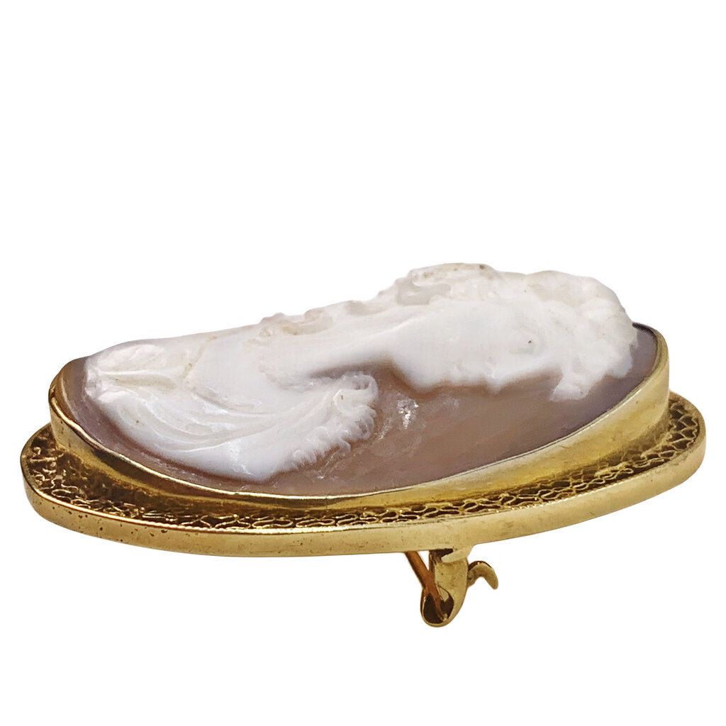 10Kt Gold & Shell Cameo Brooch/Pendant