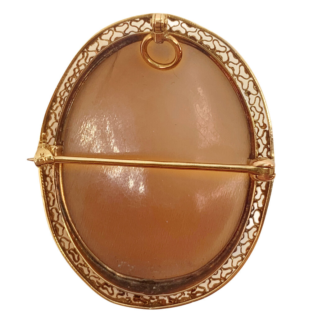 10Kt Gold & Shell Cameo Brooch/Pendant