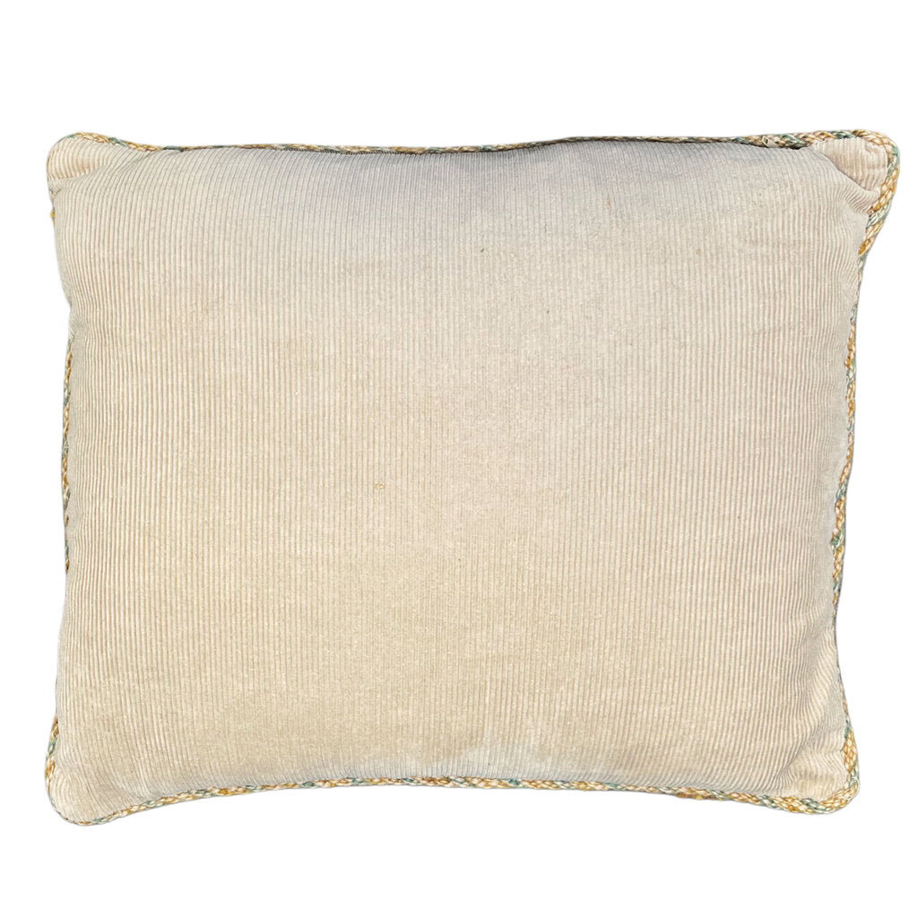 Needlepoint Airedale Terrier Pillow w. Corduroy Back