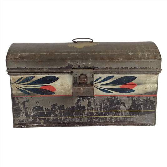 Antique Polychrome Toleware Document Box
