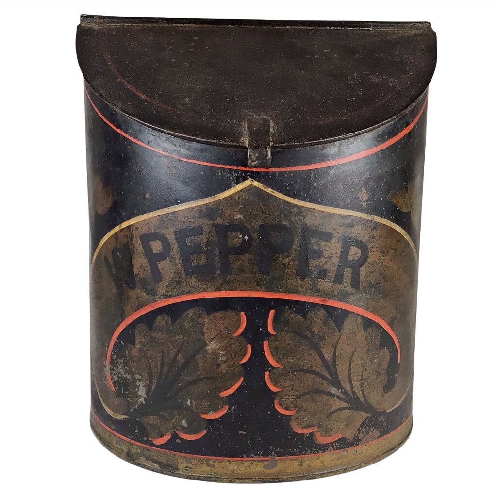 Pair of 19th c. Polychrome Toleware Spice Bins
