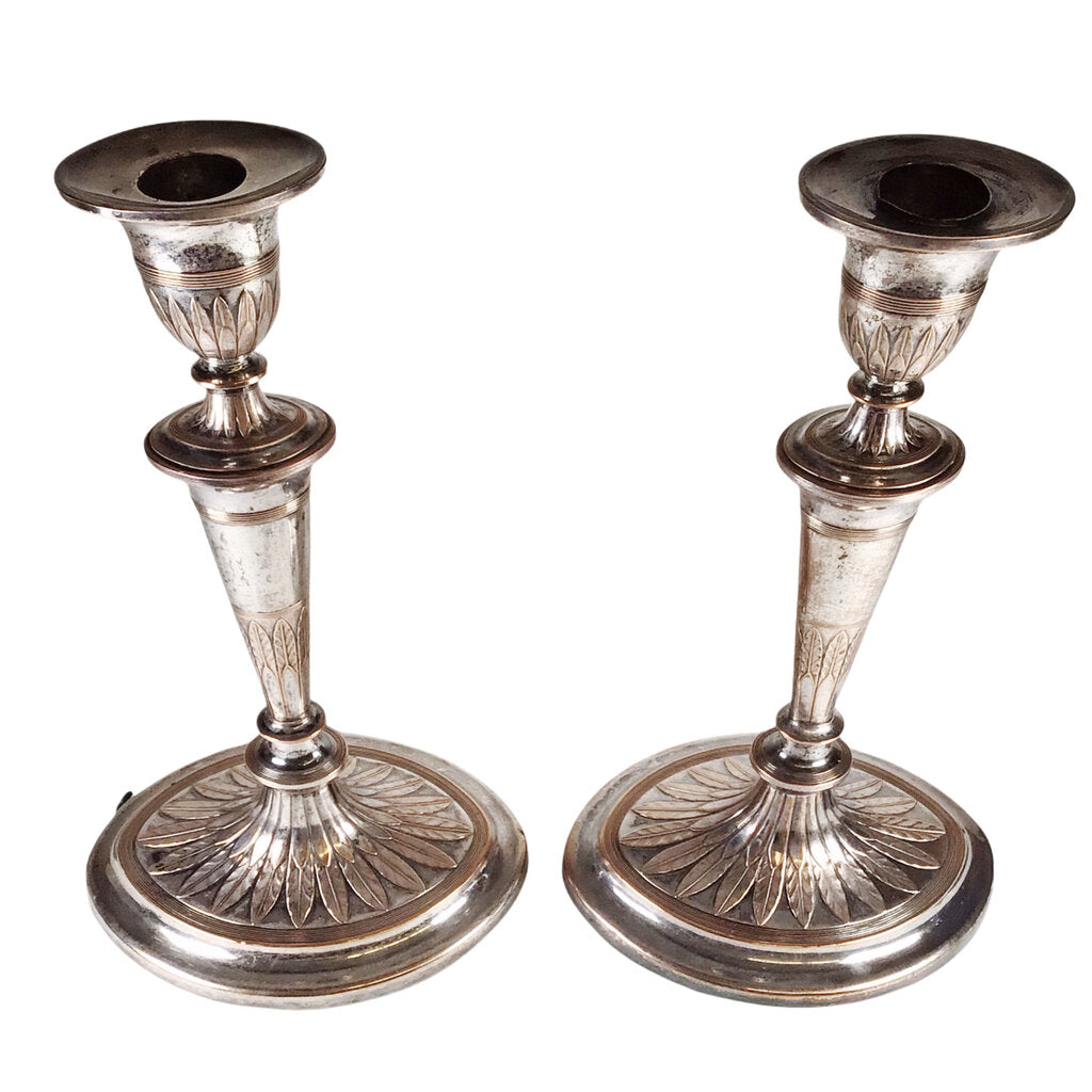 Pair of Old Sheffield Plate Candlesticks