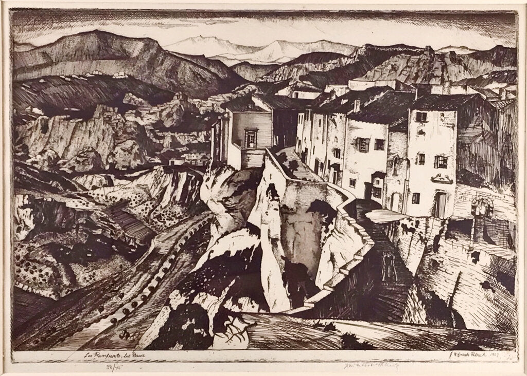 James McIntosh Patrick. "Les Ramparts, Les Baux". Hand Signed & Numbereed 38/45. Etching. 1927