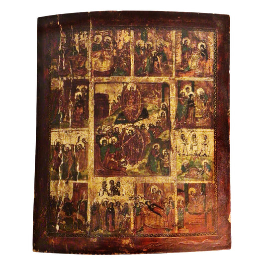 Multi Image Russian Icon, Painting on Wood.