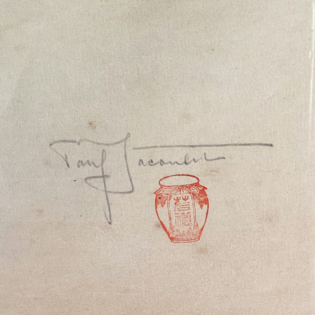 Paul Jacoulet. "La Lettre du Fils". Colored Woodblock Print. Signed Lower Right.