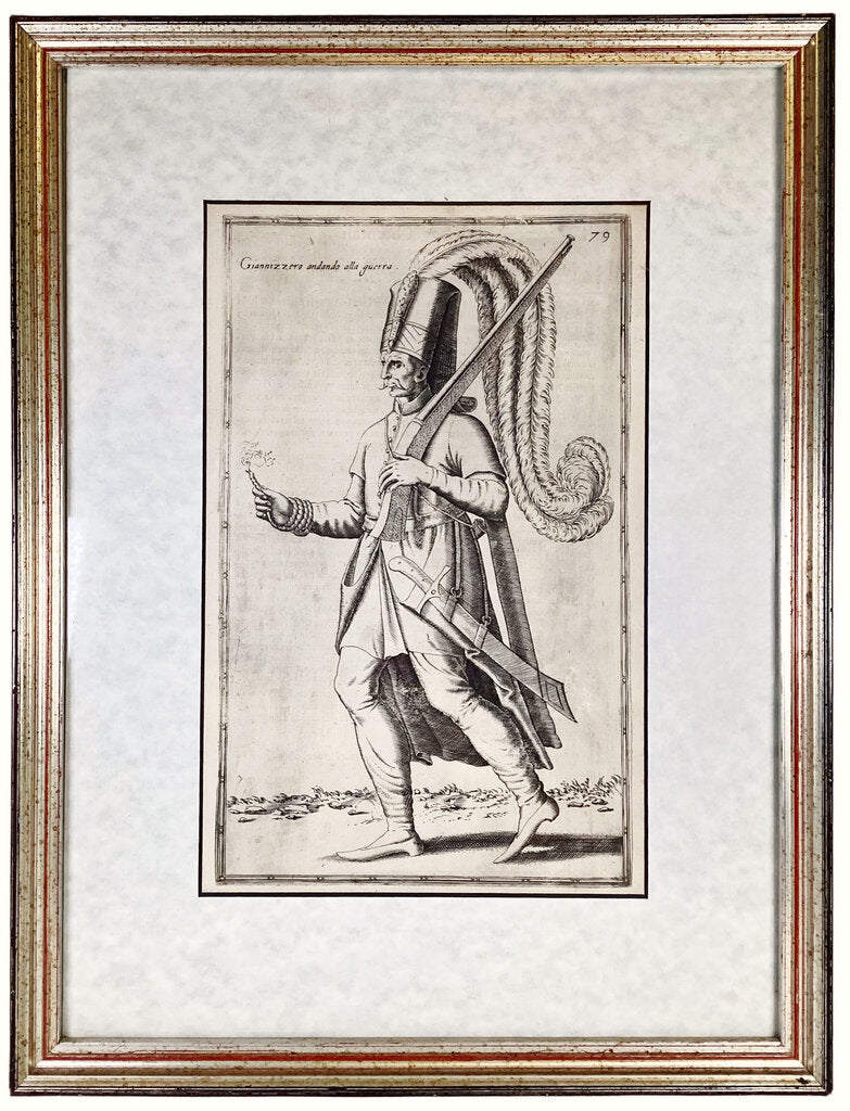 16th c Nicolas De Nicolay -Le Navigation El Viaggi Plate of Janissarry In War Costume