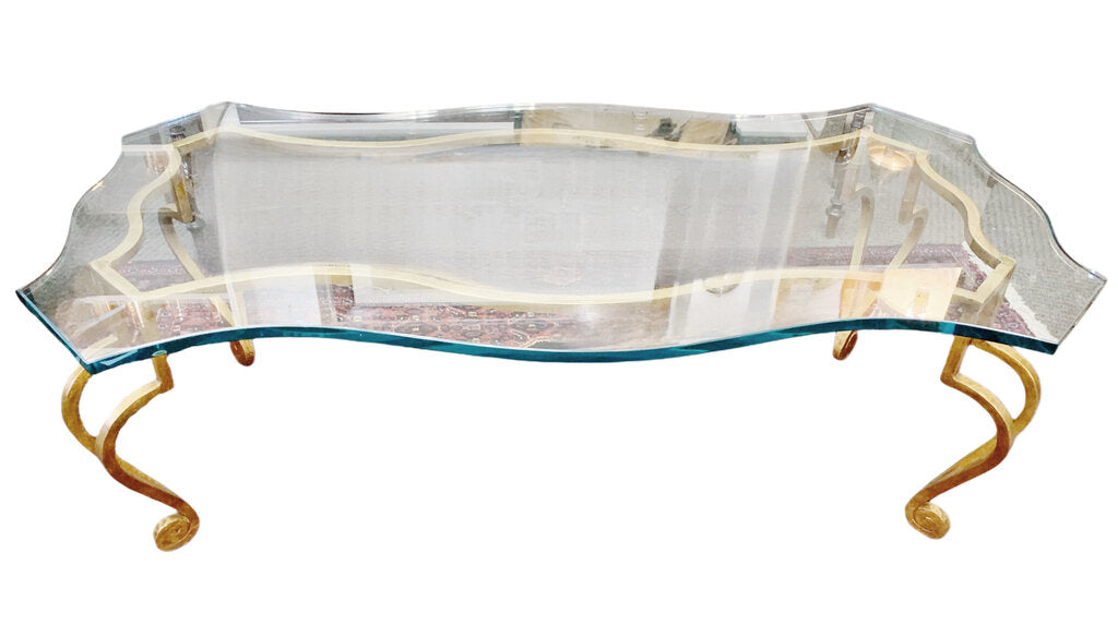 Vintage Maison Jansen Attrib. Gilt Iron Coffee Table