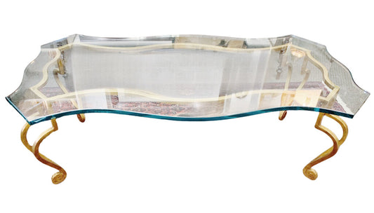 Vintage Maison Jansen Attrib. Gilt Iron Coffee Table