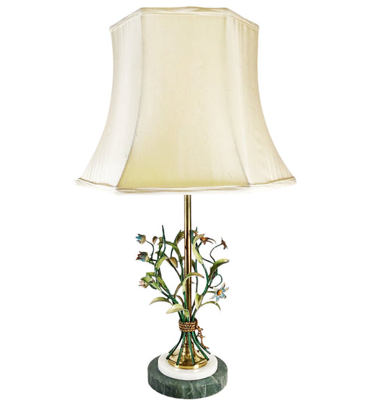 Mid Century Tole and Marble Lamp