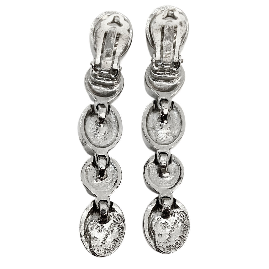 Yves St Laurent Ruby Color Stone Oval Drop Earrings