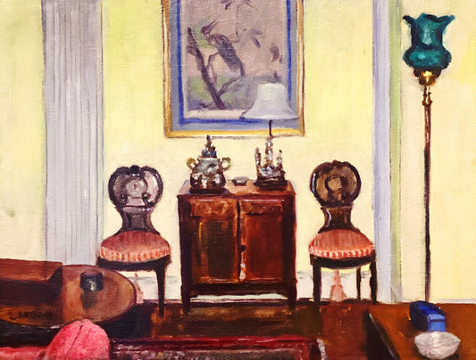 Dean Larson." Hillbrook House, Living Room". Oil on Panel 9" x 12"