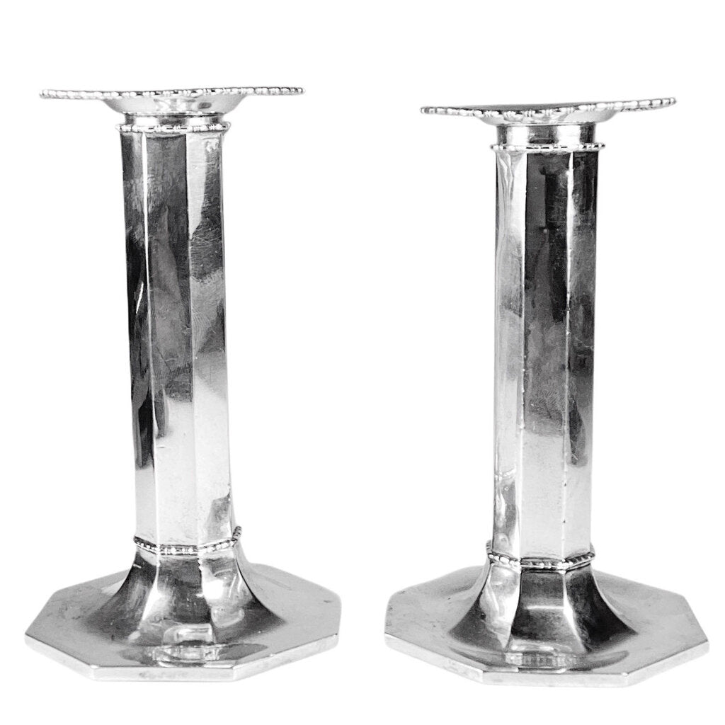 Non Matched Pair of Sterling Silver Candle Sticks