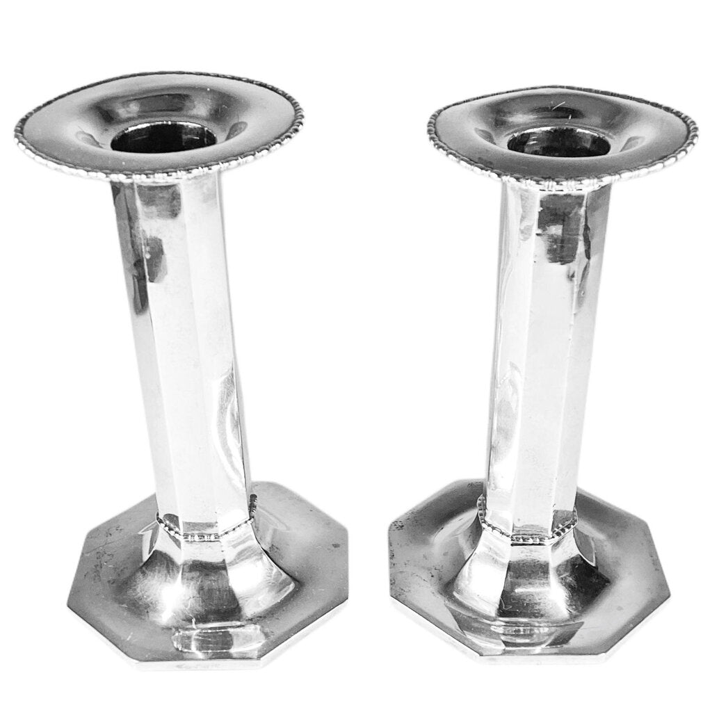 Non Matched Pair of Sterling Silver Candle Sticks