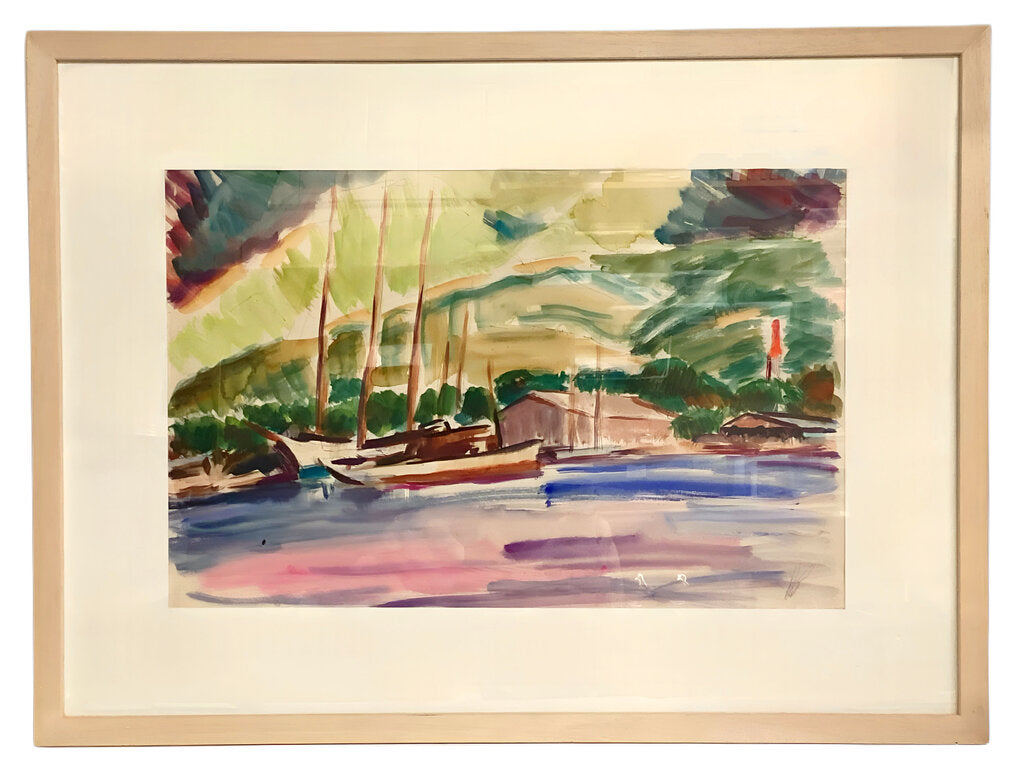 Adriaan Gouwe. Tahiti Landscape. Water Color