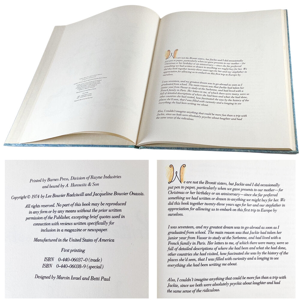 Jacqueline & Lee Bouvier Signed. "One Special Summer". Limited First Edition 500 Copies. 1974. Delacorte Press. Very Rare